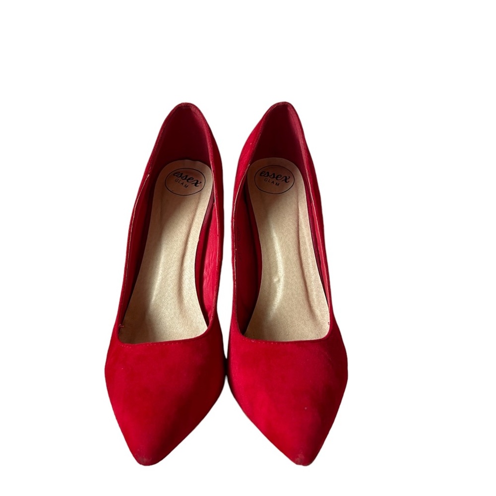 Classic red pointed toe high heel - faux suede